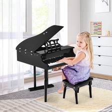 FIREFLOWERY 30-Key Kids Piano Keyboard Mini Grand Piano Wooden with Stool