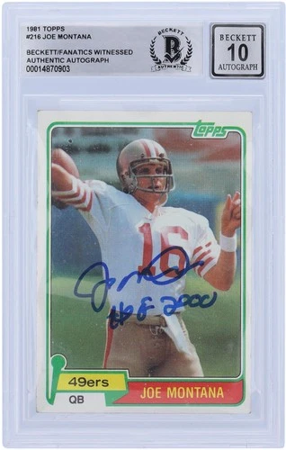Joe Montana 49ers Signed 1981 Topps #216 BAS Fanatics 10 Rookie Card w/HOF Insc