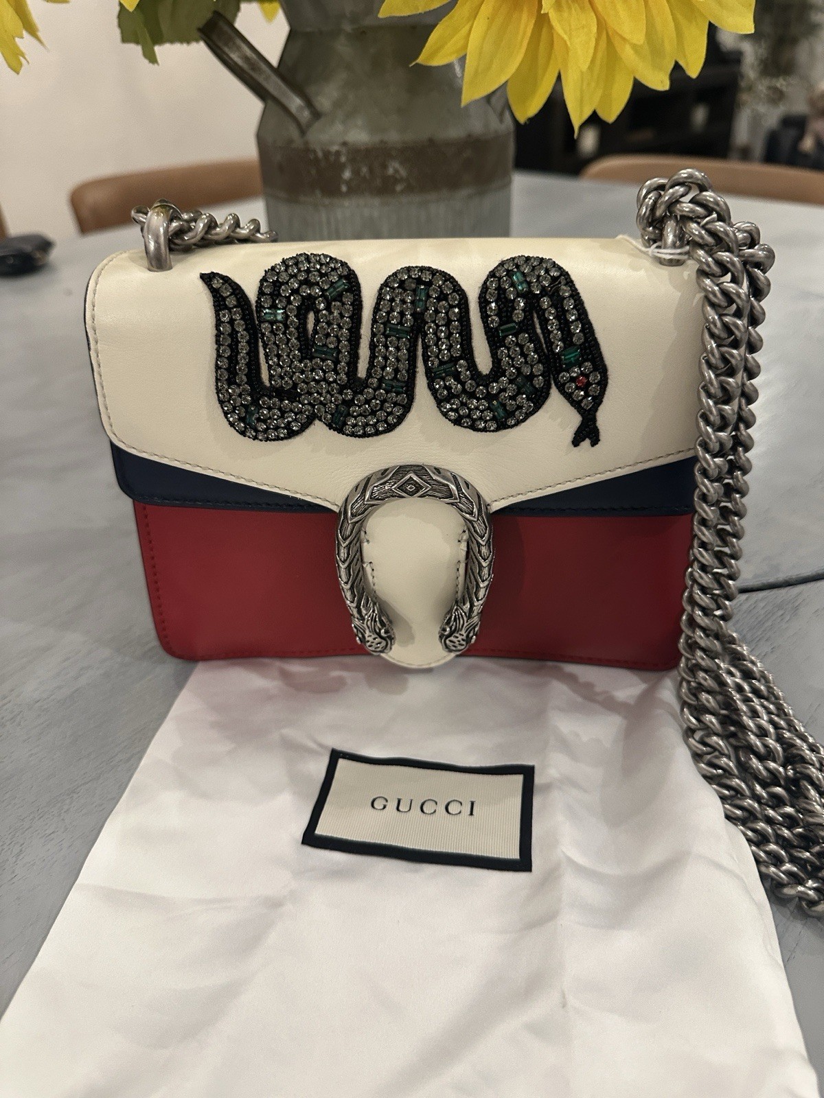 Gucci Dionysus GG Snake Embroidered Shoulder Bag