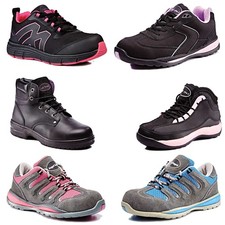 Ladies Safety Footwear – Trainers, Boots, S1P/SRC Rated, Black/Pink/Grey/Aqua