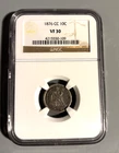 1876 CC CARSON CITY SEATED LIBERTY DIME - NGC VF30 - 10C