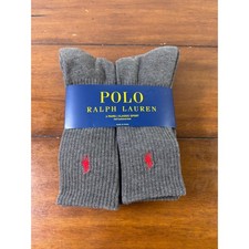 Polo Ralph Lauren Socks Mens 10-13 Gray 6 Pack Classic Sport Crew New NWT