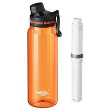 Orange Ultra-Filtration Filtered Water Purifier Bottle 1060mL for Hiking,Travel