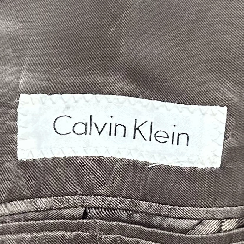 Abrigo Deportivo Calvin Klein 52L 100% Lana Pico Solapa Marrón Dos Botones Doble Ventilación Foto 3 de 4