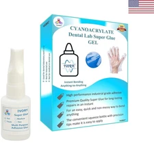 Dental Lab Super Glue Adhesive Gel 1oz - Strong, Instant Bonding