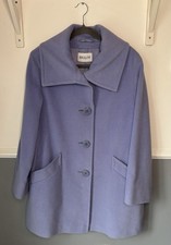 Basler Wool Angora Coat UK 14 16 Lilac Blue A Line Lined Smart Jacket EU 42 VGC