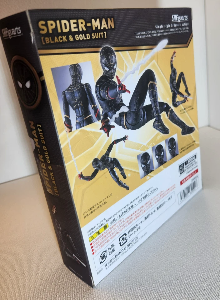 Traje S.H.Figuarts Spider-Man Negro y Dorado NO Way Home Peter Parker NUEVO ENVÍO A EE. UU. Foto 2 de 2