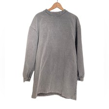 New Nasty gal grey long sleeve shirt shift dress acid wash agenda sweatshirt