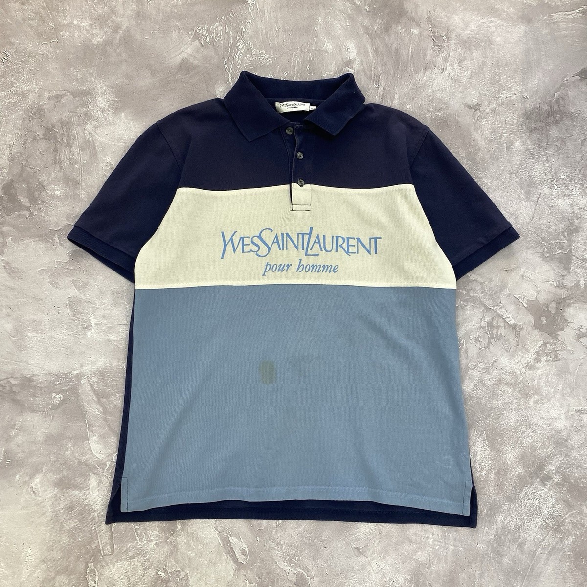 Vintage Yves Saint Laurent Big Printed Logo Polo T-Shirt Size M