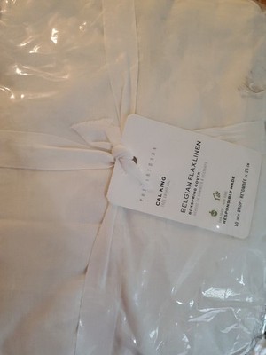 Pottery Barn  Belgian Flax Linen California King, white, Box Spring Cover