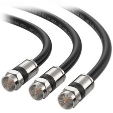 3-Pack RG6 Coaxial Cable 3ft CL2 Rated Quad Shield for TV Satellite Receiver