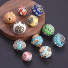 5pcs 11mm 15mm Round Nepalese Tibetan Buddhism Handmade Metal Beads