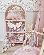 Korbschrank, rosa Etagere, Kommode, Rattanregal, 50x27x100
