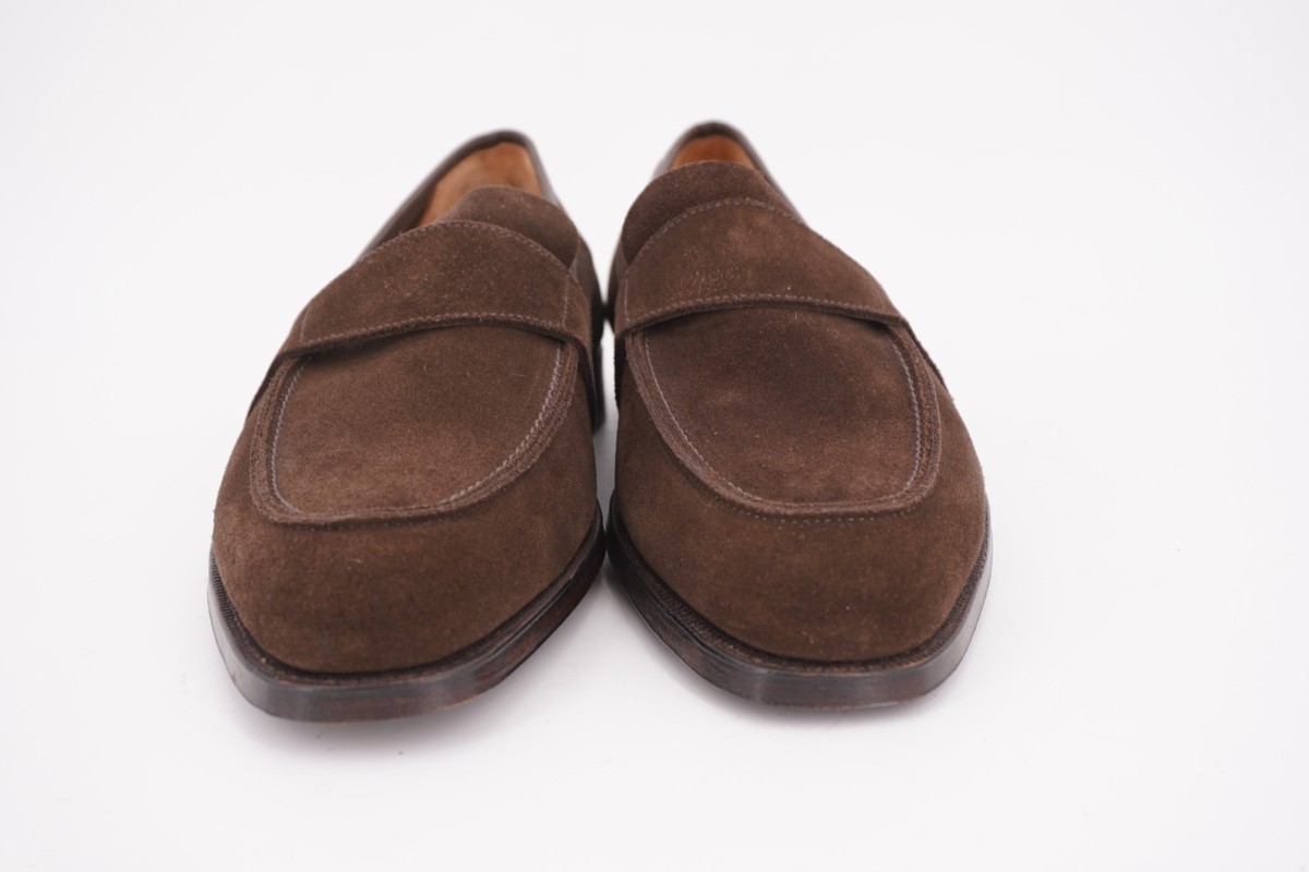 NEW WITH BOX | $850 GEORGE CLEVERLEY OWEN US 8 UK 7 E DARK BROWN SUEDE LOAFER View 6