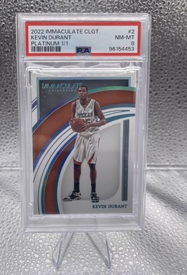 2022-23 Panini Immaculate Collection Collegiate Kevin Durant Platinum 1/1 PSA 8