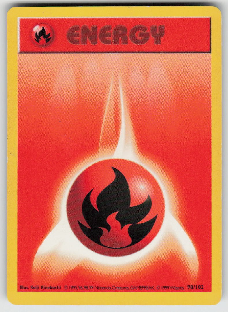 Fire Energy Unlimited C Base Set (Shadowless) 098/102 Pokemon Heavily Played