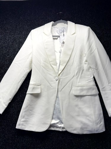 Sugarlips Chelsea Fitted Notch Lapel Blazer Jacket Women S White Single Breasted
