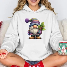 Christmas Gnome Hoodie Holiday Scandinavian Festive Art Cozy Style Sweatshirt Wh