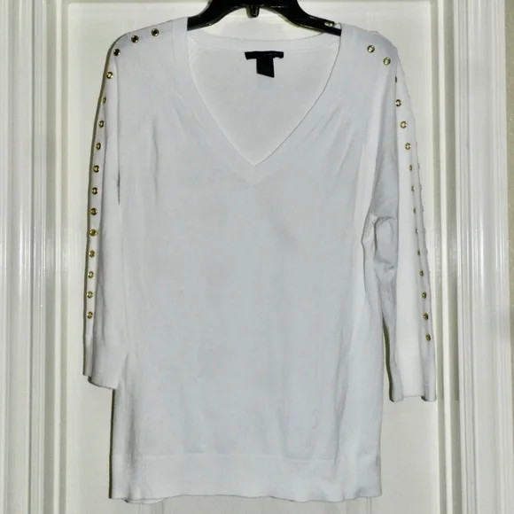 Grace Elements V Neck Pullover White Sweater XL - image 1