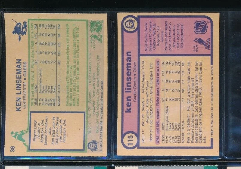 Lot (2) Ken Linseman 1982-83 O-Pee-Chee #115 #36 Signed Autograph (VK77) SWSW6 - Image 2 of 2