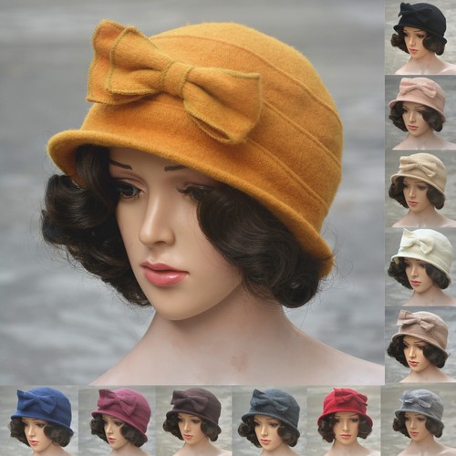 Womens 100% Wool Cloche Bucket Beret 