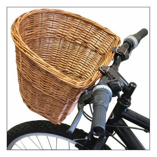 Retro Bike Basket Wicker Woven Bicycle Front Basket Handlebar Storage Basket qu - Picture 6 of 6