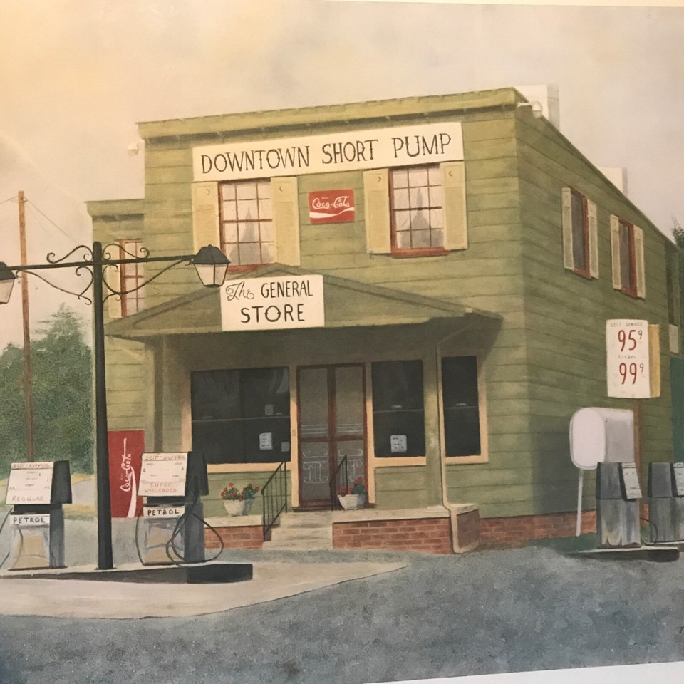 SHORT PUMP Henrico Virginia Framed Print Hazy Sunday Gas Station Signed