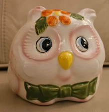 Vintage Mid Century Cutesy Kitsch Owl Planter Ceramic Inarco Japan 4"