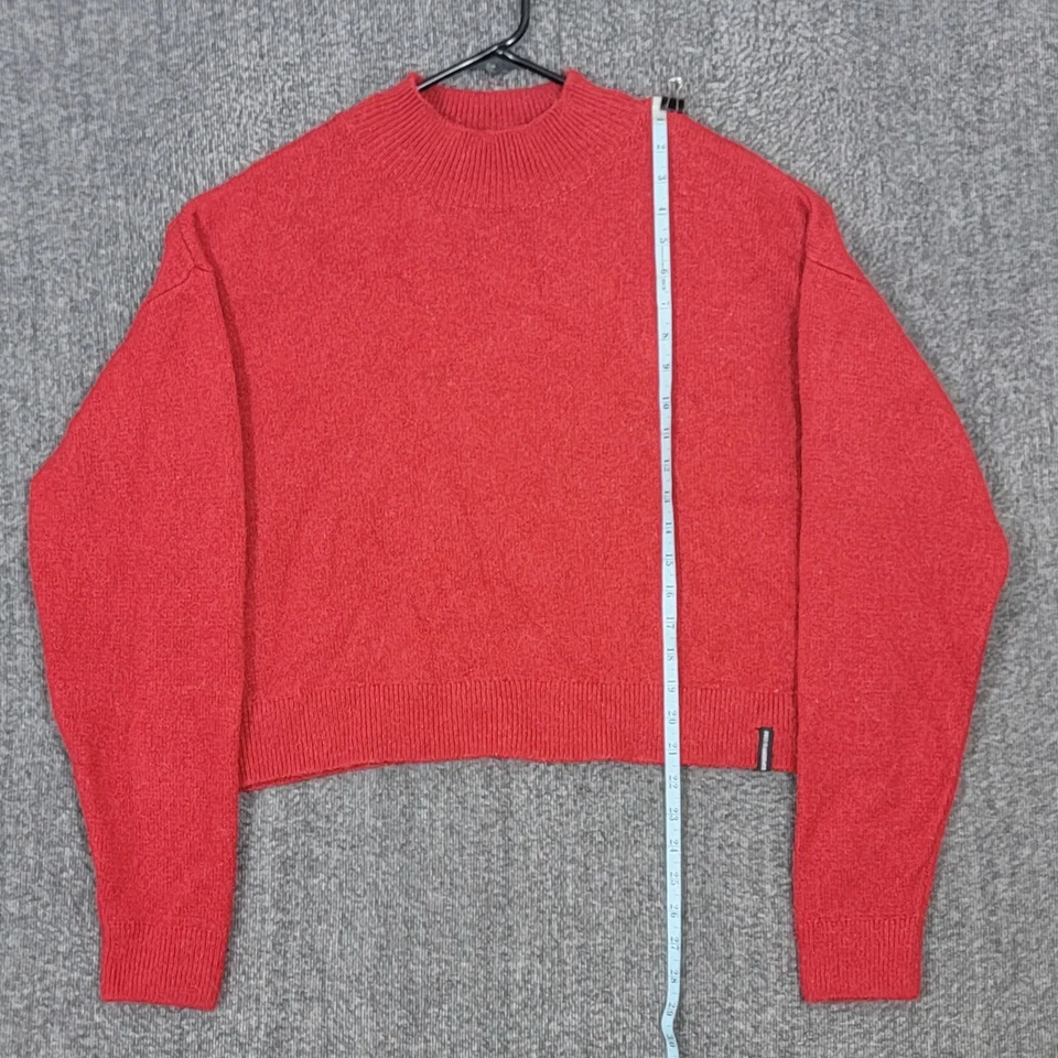 Superdry Suéter Mujer 10 Rojo Mezcla Lana Alpaca Cuello Simulado Recortado Pullover Foto 3 de 4