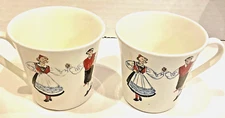 VTG FIGGJO FLINT NORWAY HARDANGER DANCERS SET OF 2  7oz FLAT CUPS