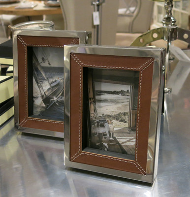 ELEGANTER BILDERRAHMEN FOTO FOTORAHMEN METALL LEDER HOME INTERIORS SHABBY CHIC