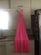 Pink, Satin Formal W Rhinestones, Long Prom Ball Gown, Size 6/6