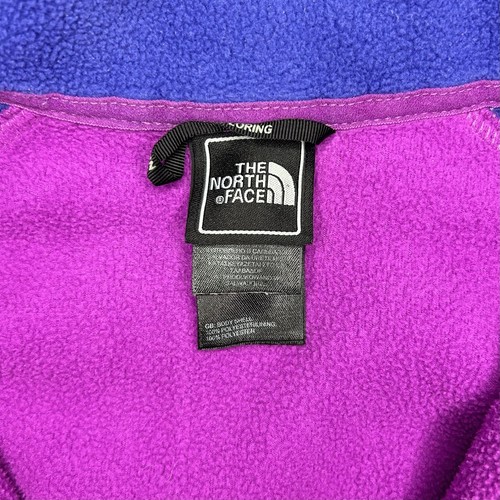 The North Face Full Zip Fleece Jacket Womens XS Color Block Pink Blue 80s Style - Picture 9 of 12