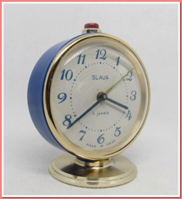 Slava alarm clock, mechanical, vintage decoration year 1980's #1125