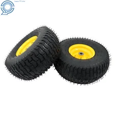 2 Pcs 15x6.00-6 Tire & Wheel 4 Ply For Lawn & Garden Mower Turf Inflatable Tires
