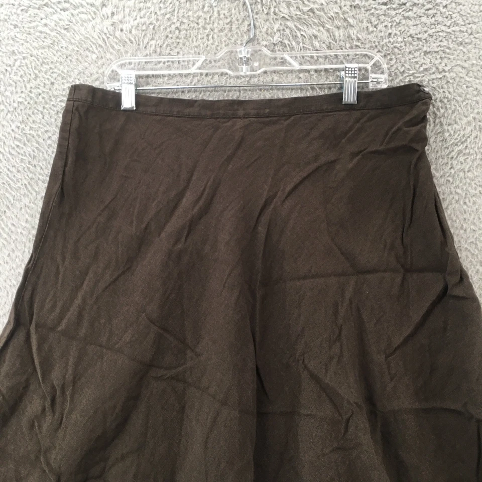 Falda midi de lino Chicos para mujer 3 marrón línea A plana frontal cremallera lateral forrada informal Foto 2 de 4