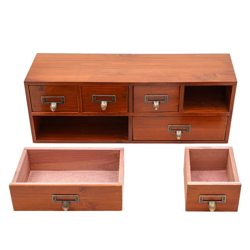 6 Drawers Desktop Dresser Wooden Storage Dressers Chests of Drawers for Bedroom - Picture 5 of 21