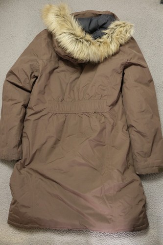 L.L.Bean Parka Jacket Womens S Light Brown Faux Fur Trimmed Hood Full Zip & Snap - Picture 2 of 9