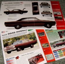 1968 Plymouth Road Runner Specs Info Poster Original Brochure Roadrunner 68