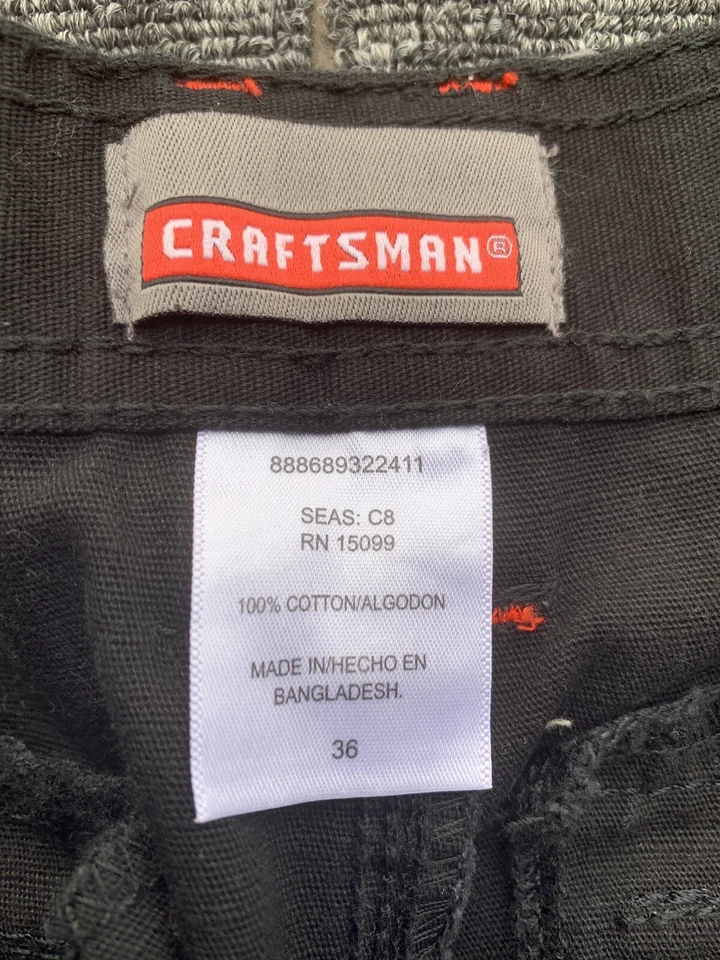 Pantalones Cortos Craftsman Para Hombres 36 Carpintero Carga Utilidad Negro Denim Algodón Ropa de Trabajo Foto 3 de 4