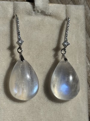 Ohrringe natürlicher Mondstein 925 Sterlingsilber
