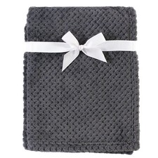 Hudson Baby Infant Plush Waffle Blanket, Charcoal, One Size