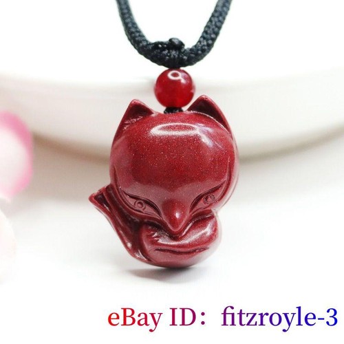 Zinnober Fuchs Anhänger Rot Mann Schmuck Halskette Charms Natürliche Energie Mode - Bild 3 von 8