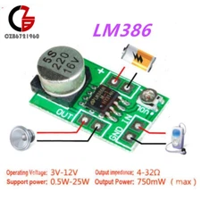 DC3-12V 750mW Mini LM386 Micro Audio Power Amplifier Amp Board Module