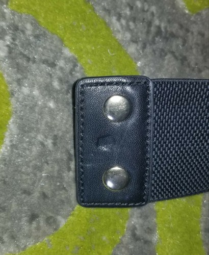 BEBE Black PU leather /gold metal woven wide stretchy elastic belt NEW S-M - Picture 8 of 8