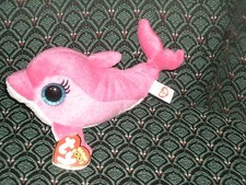 Ty Beanie Boo 6"  SURF Pink Dolphin MWMT  RARE  Retired  Glitter eyes