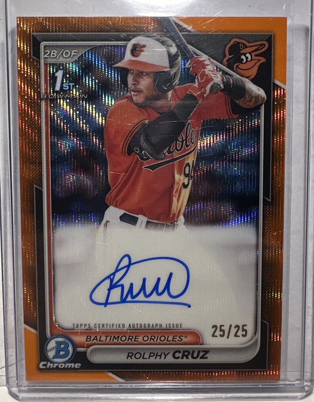 2024 Bowman Chrome Rolphy Cruz Orange Wave 1st Bowman Auto /25 #CPA-RC Bookends