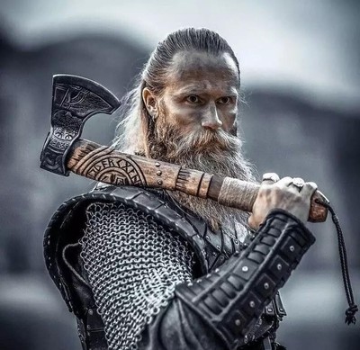 Viking Bearded Axe- Rose Wood Shaft Engraved Carbon Steel Valhalla Forged Axe.