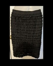 mint BETSEY JOHNSON vintage BLACK SKIRT with small ruffles L