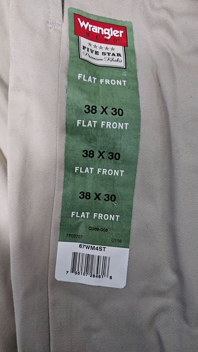 NWT Wrangler Pants Mens 38X30 Khaki TAN FLAT FRONT DRESS PANTS | eBay